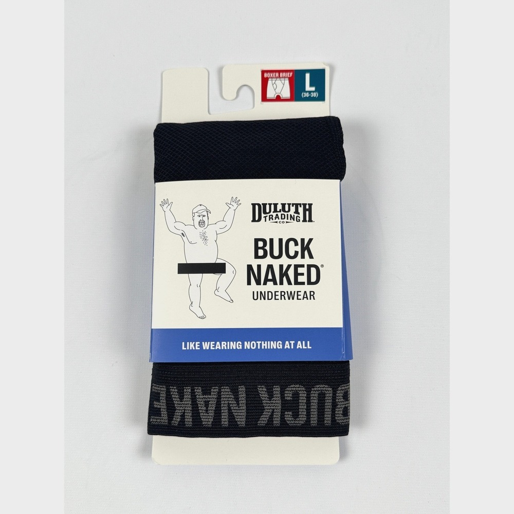 Duluth Trading Co Men's Buck Naked Boxer Briefs Black Large